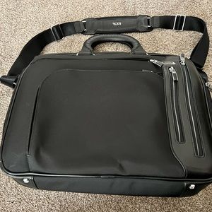 Tumi T Pass expandable black briefcase bag tote